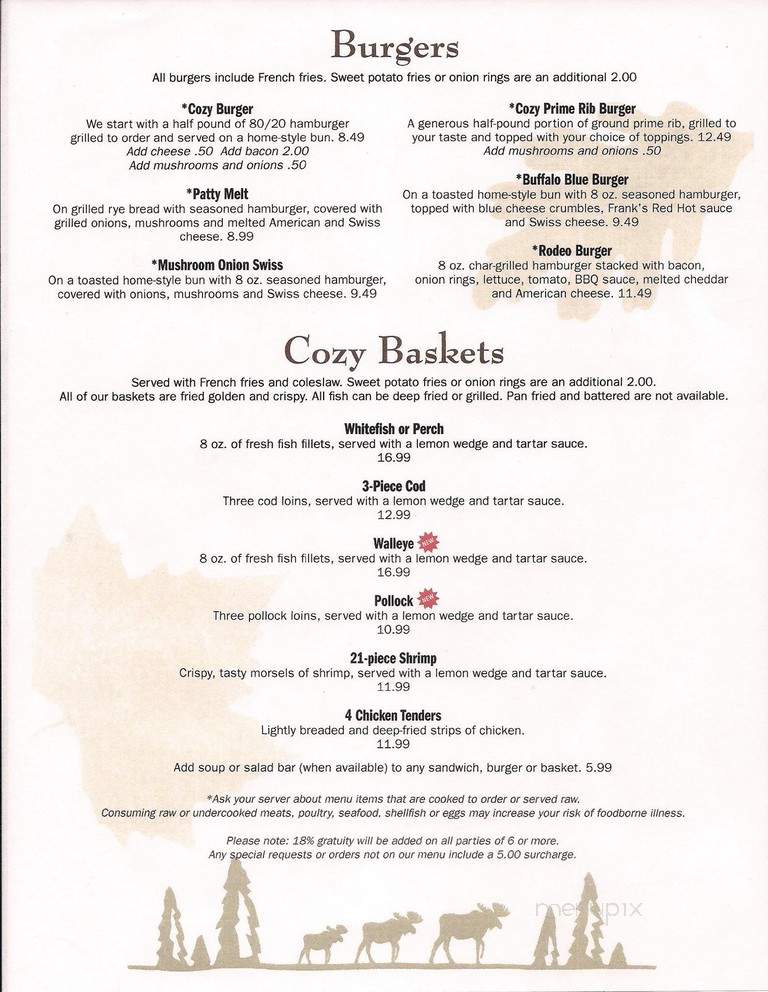 Cozy Corners Tavern & Grill - Barbeau, MI