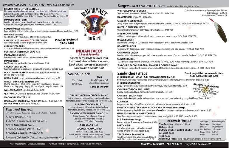 War Bonnet Bar & Grill - Keshena, WI