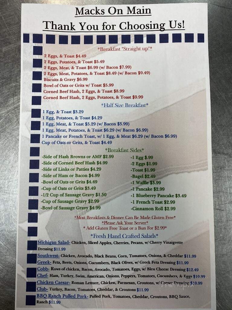 Mack's Menu Family Restaurant - Gladwin, MI