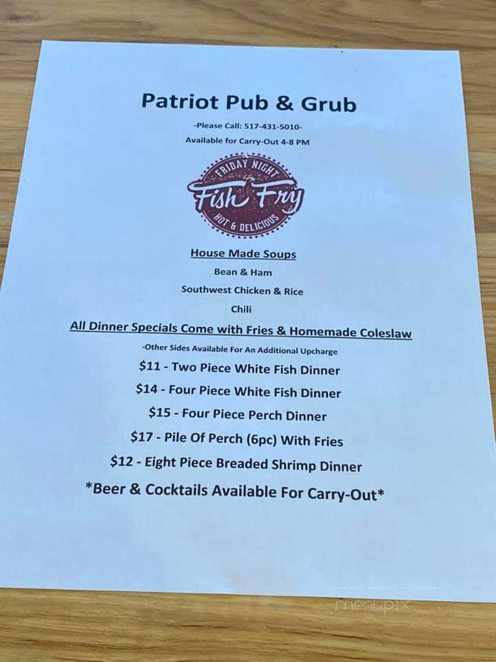 Patriot Pub Grub - Tipton, MI