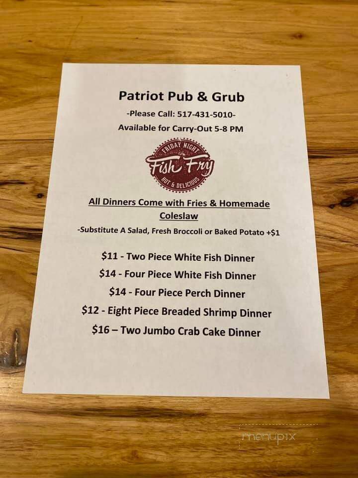 Patriot Pub Grub - Tipton, MI