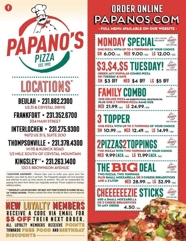 A Papano's Pizza - Thompsonville, MI