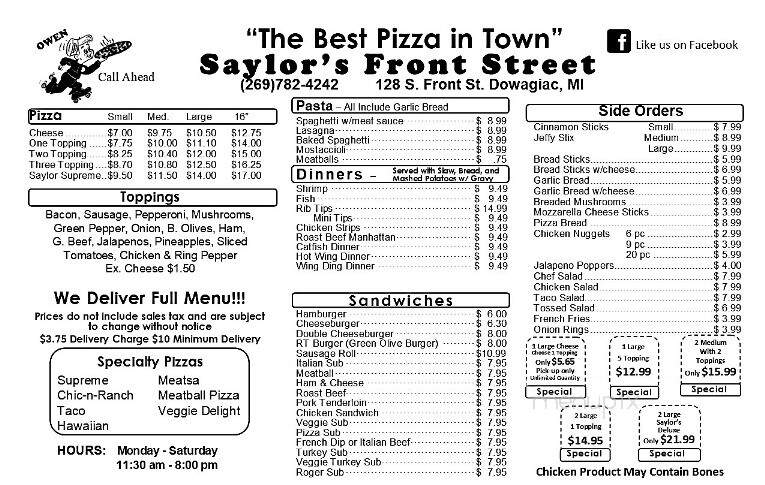 Saylor Front Street Pizzeria - Dowagiac, MI