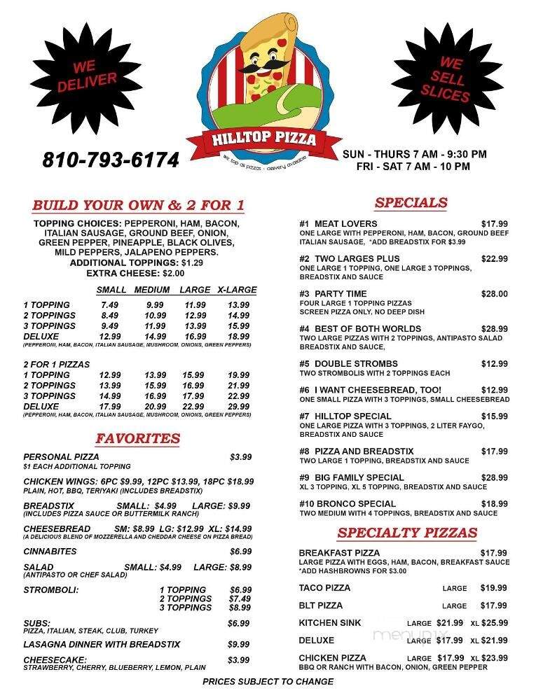 Hilltop Pizzas - Columbiaville, MI