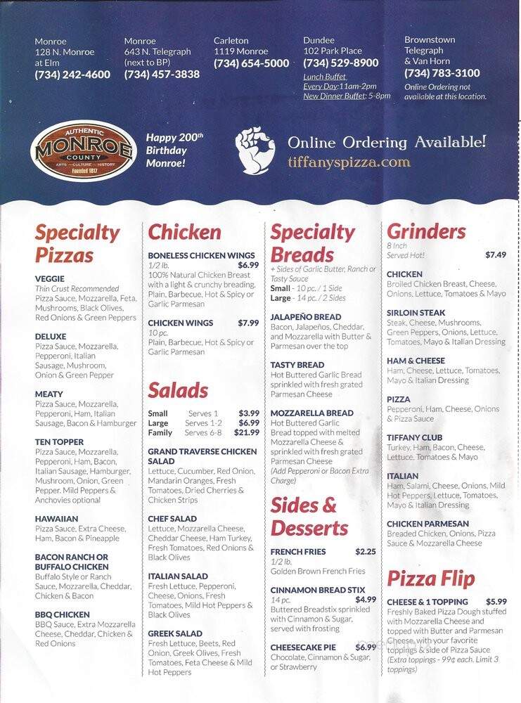 Tiffany's Pizza - Dundee, MI