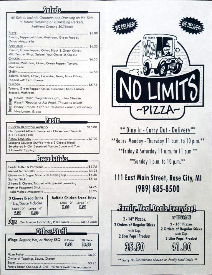 No Limits Pizza & Pool - Rose City, MI