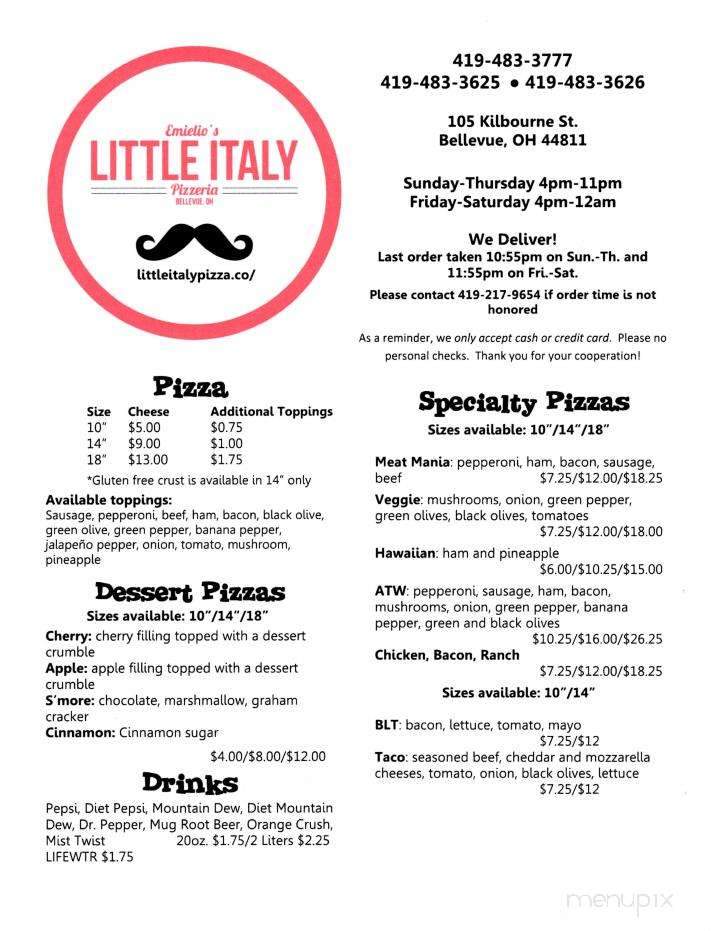 Emielio's Little Italy Pizza & Pasta - Bellevue, OH