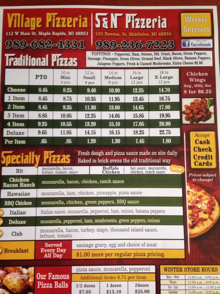 Village Pizzeria - Maple Rapids, MI